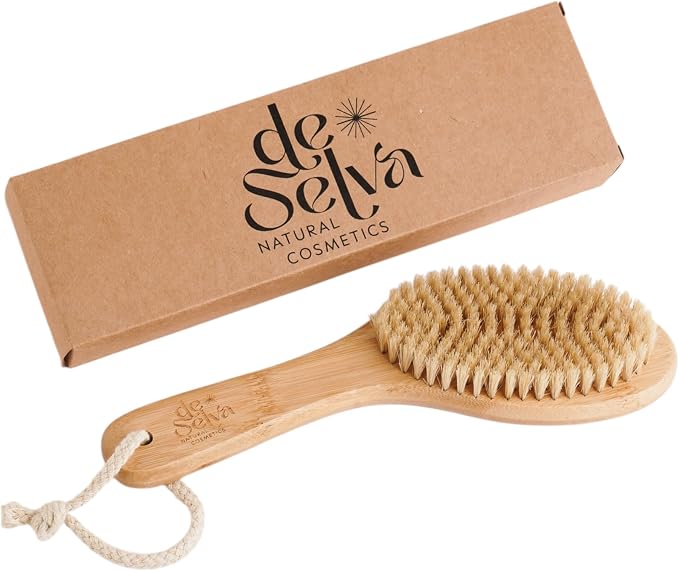 Dry Brush for body with Natural Boar Bristle & Bamboo Handle. Dry Body Brush by Elevateyourdailyrituals