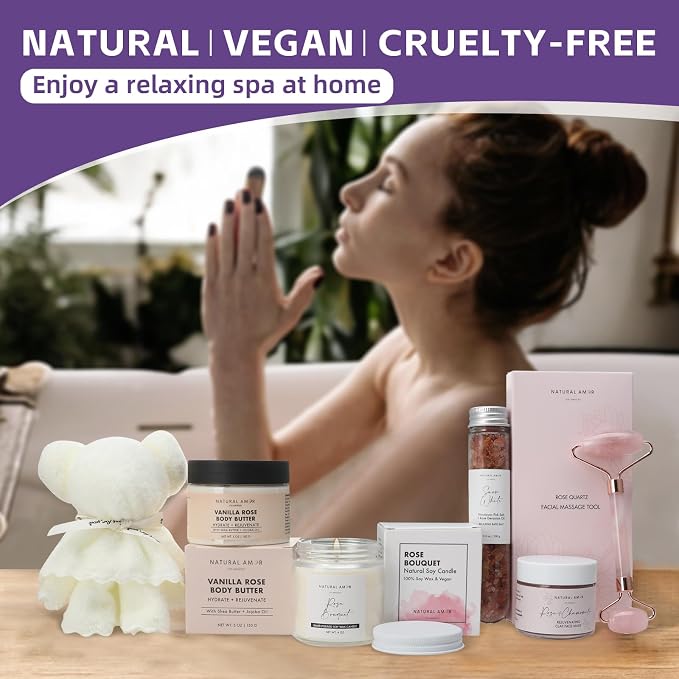 Natural Amor Rose Spa Gift Set – 6 pcs Handmade Self-Care Kit - Image 5