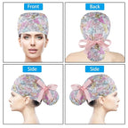 Scrub Caps Women Bouffant Scrub Hats Caps Nurses, Adjustable Working Cap - Image 2