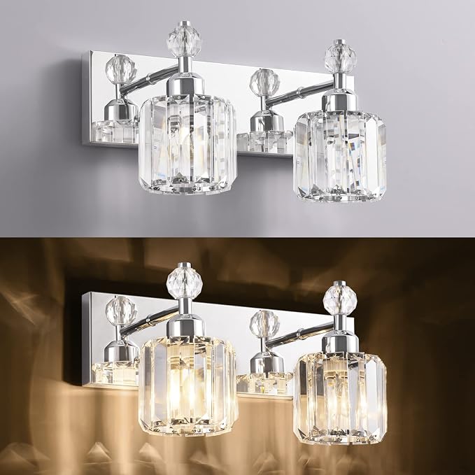 PRESDE Modern Crystal Chrome 2 Light Bathroom Vanity Light - Image 6