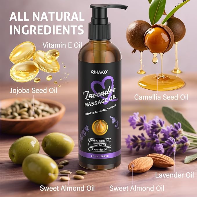 Lavender Sensual Massage Oil for Couples–Relaxing Body Massage Oil for Date - Image 3