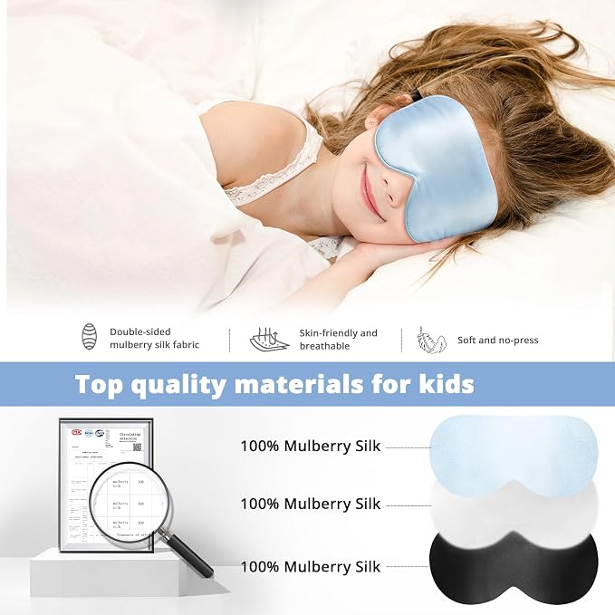 Kids Sleep Mask Eye Cover, 100% Real Natural Pure Silk Eye Mask - Image 2
