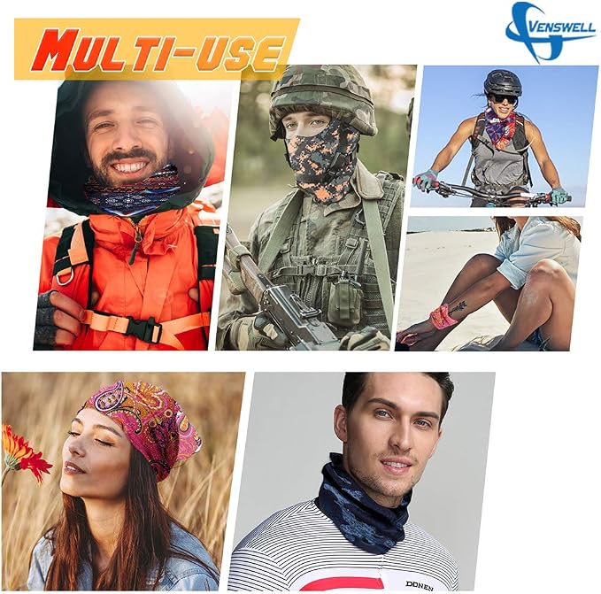 Venswell Neck Gaiter Face Mask Men Women, Seamless Bandana Rave Face Cover - Image 5