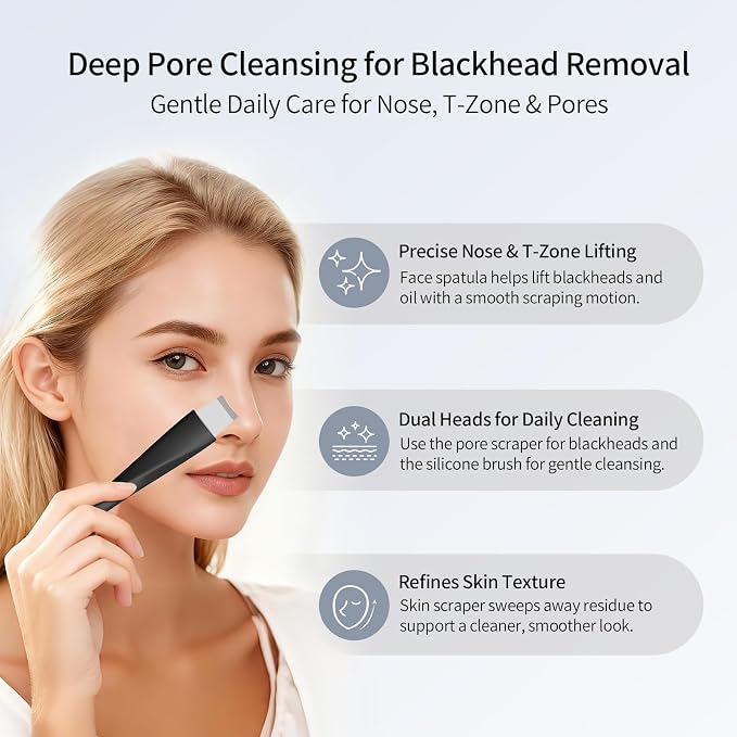 Blackhead Remover Tool, Stainless Steel Face Scraper, Skin Scrubber Face Spatula - Image 2