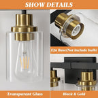 5-Light Black and Gold Bathroom Vanity Light, Bathroom Light Fixtures, Wall - Image 4