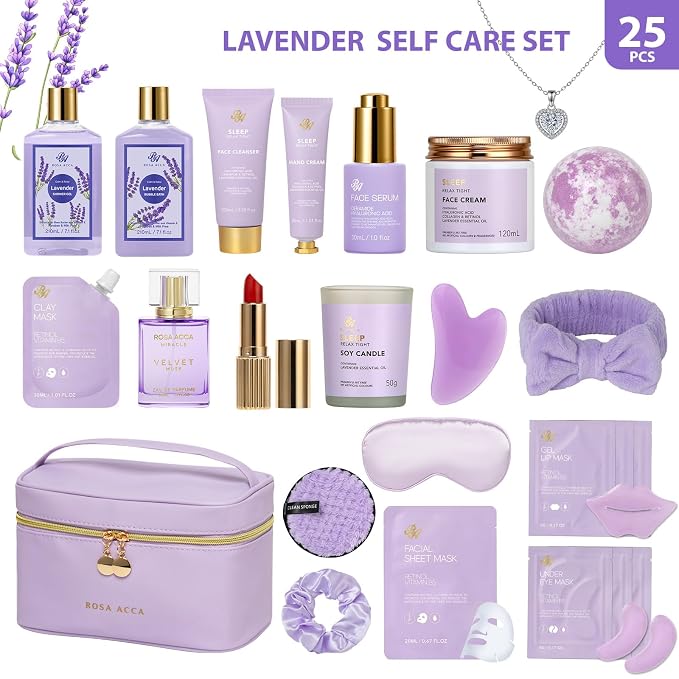 25 Pcs Mother's Day Gift, Lavender Bath & Body Gift Basket Set - Image 2