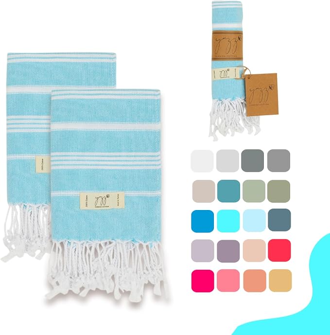 Hand Towels - Set of 2, Decorative Peshtemal Cotton Hand Towels by YAZZTURKISHCOTTON