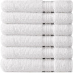 Cotton Craft Ultra Soft 6 Pack Hand Towels 16x28 White Weighs 6 Ounces Each by COTTONCRAFT