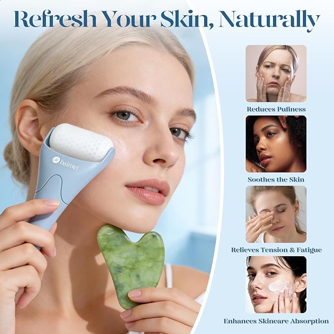 BAIMEI IcyMe Ice Roller for Face and Gua Sha Facial Tool Set, Ice Face Roller - Image 3