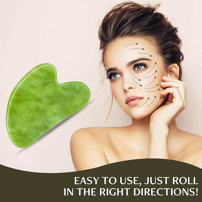 Disemot Gua Sha Facial Tools, Natural Anti-Aging Jade Beauty Skin-Care Tool - Image 4