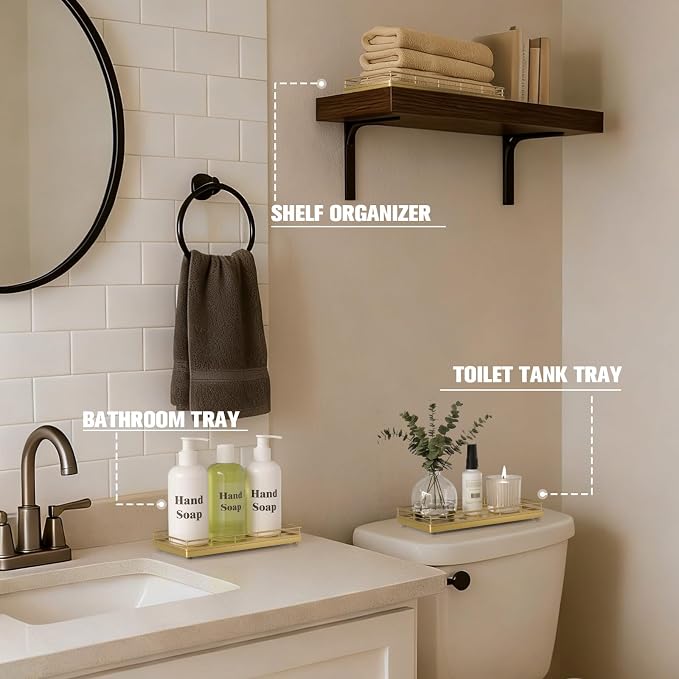 Bathroom Vanity Tray for Countertop, Bathroom Organizer for Soap, Perfume & - Image 4