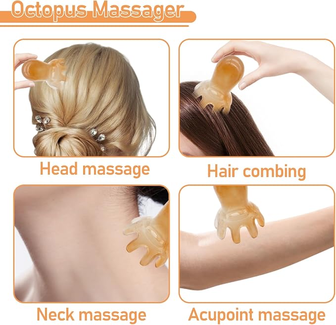 3Pcs Octopus Head Massager Comb Head Massages Tools Manual Acupressure Device - Image 5