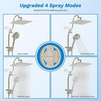Hibbent cUPC Certified All Metal 10" Rainfall Showerhead Combo, High Pressure - Image 3