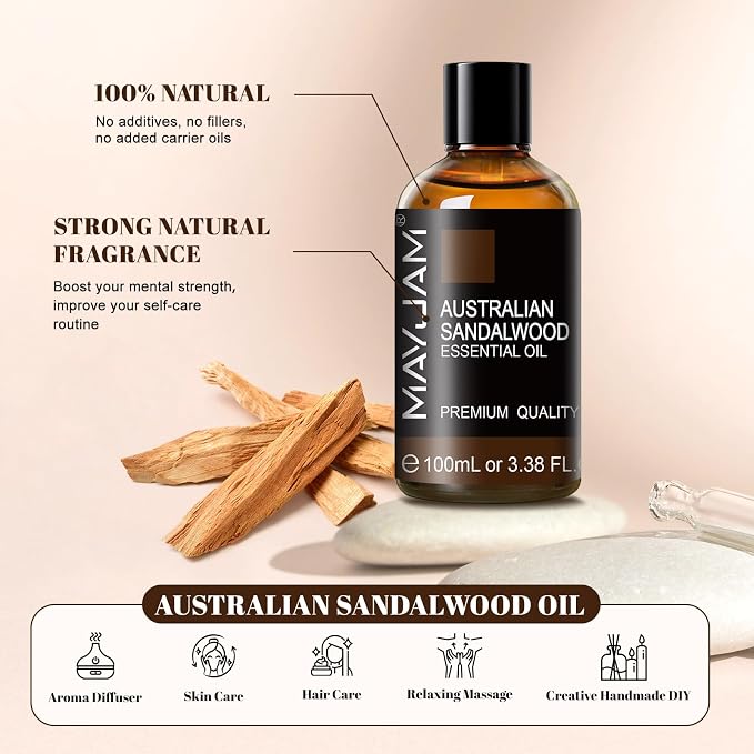 MAYJAM Australian Sandalwood Essential Oils 3.38 FL.OZ Pure Australian - Image 2