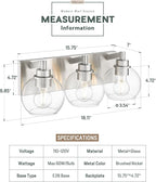 Bathroom Light Fixtures, 3-Light Brushed Nickel Vanity Light, Modern Wall - Image 2