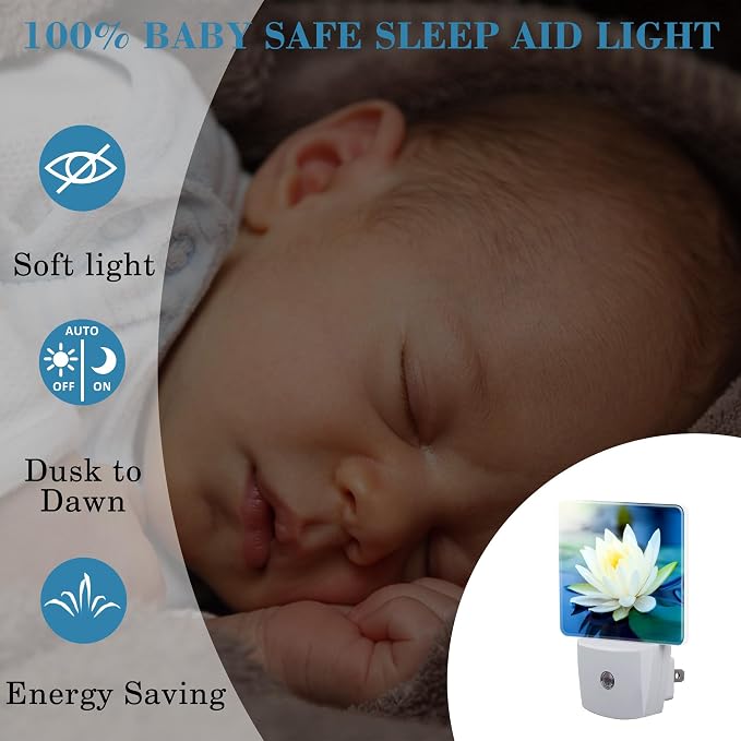 Night Light Plug into Wall White Lotus Flowers Night Light - Image 4