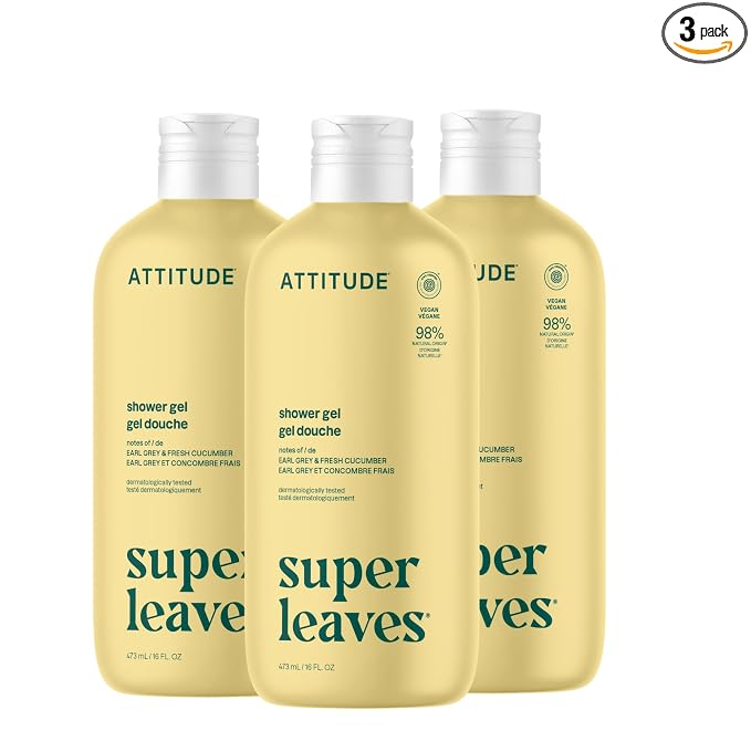 ATTITUDE Body Wash, EWG Verified Shower Gel, Dermatologically Tested, Plant and by ATTITUDE