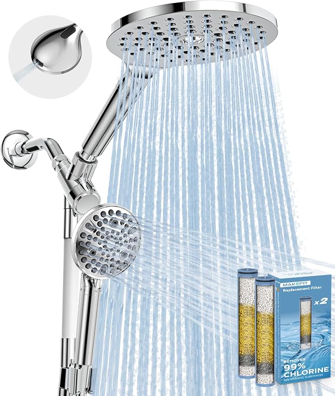MakeFit Dual Filtered Rain Shower Head Combo, Handheld Shower Head by MakeFit