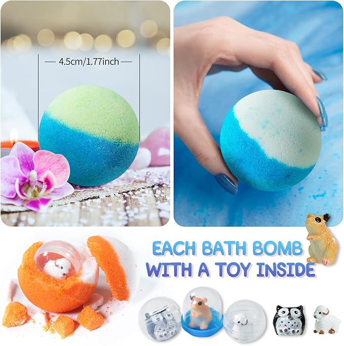 Yekery Bath Bomb Gift Set with Toys Inside, 20 Pack Organic Bath Bombs - Image 2