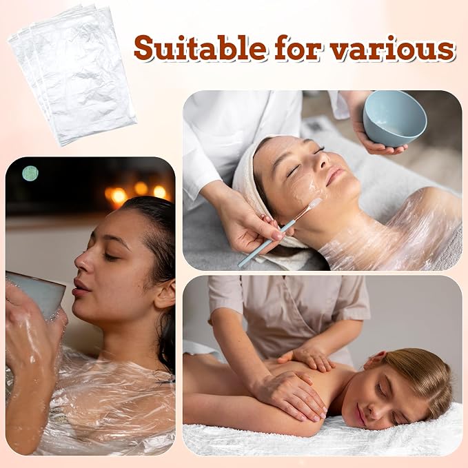 200pcs Plastic Sheeting for Body Wrap, 86x47 Inch Sauna Bag Liners, Disposable - Image 4