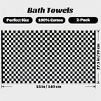 Jacquotha Black and White Checkered Cotton Bath Towels Set of 2 - Image 4
