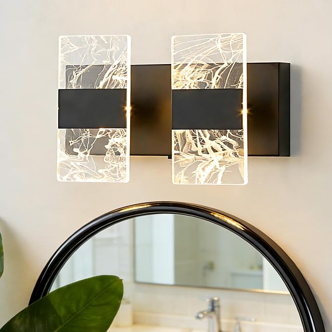 Modern LED Bathroom Light Fixtures Dimmable 2-Light Black Vanity Light by NADOSAHomeLighting