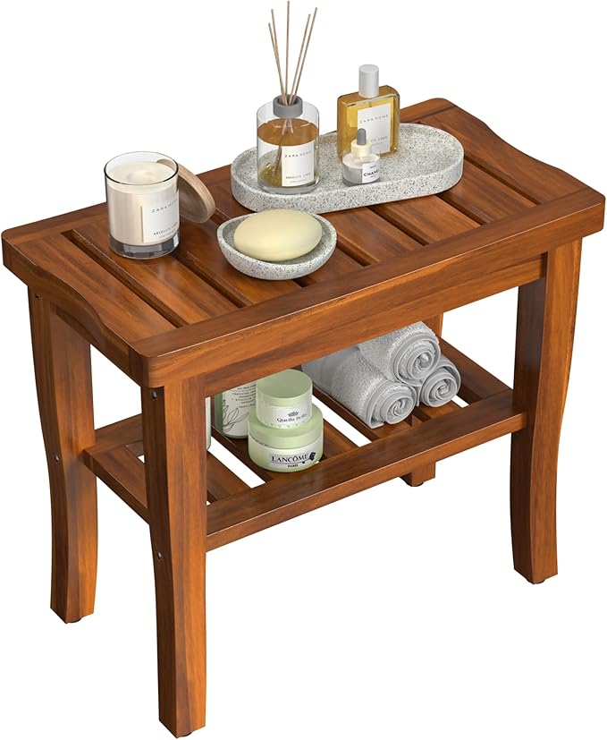 Teak Wood Shower Bench Stool by Greenual