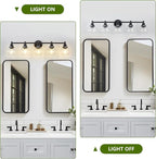 5-Light Bathroom Light Fixture Black Vanity Lights Over Mirror Modern Wall - Image 4