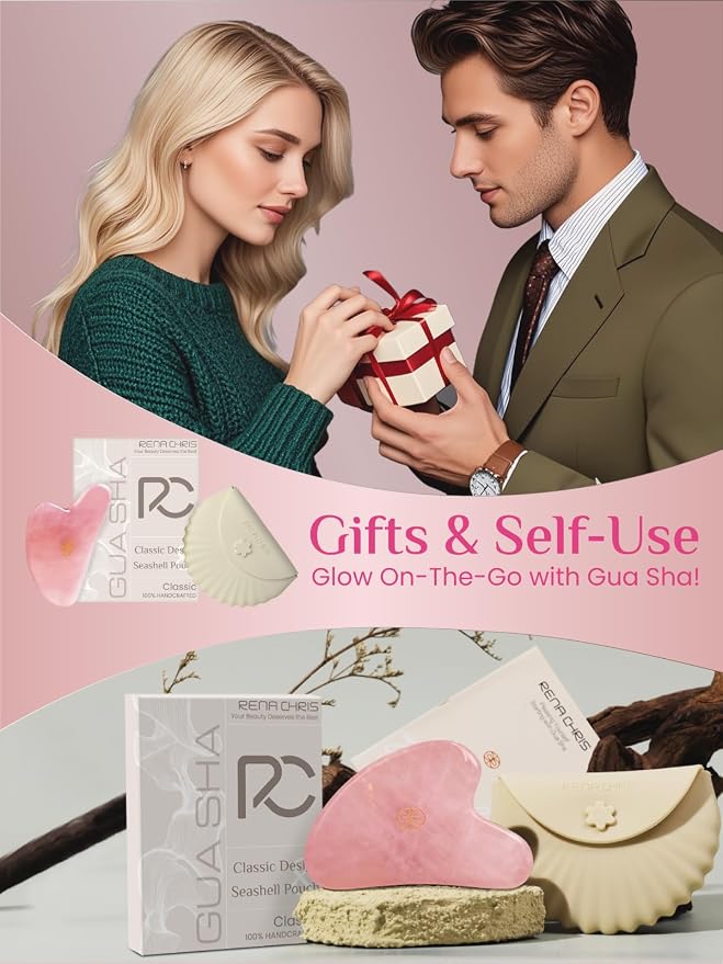 Rena Chris Gua Sha Facial Tools, Rose Quartz Guasha Tool - Image 6