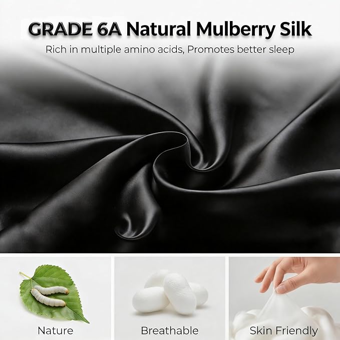 100% Mulberry Silk Sleep Mask for Women & Men – 22 Momme 6A Grade, 3D Contoured - Image 3