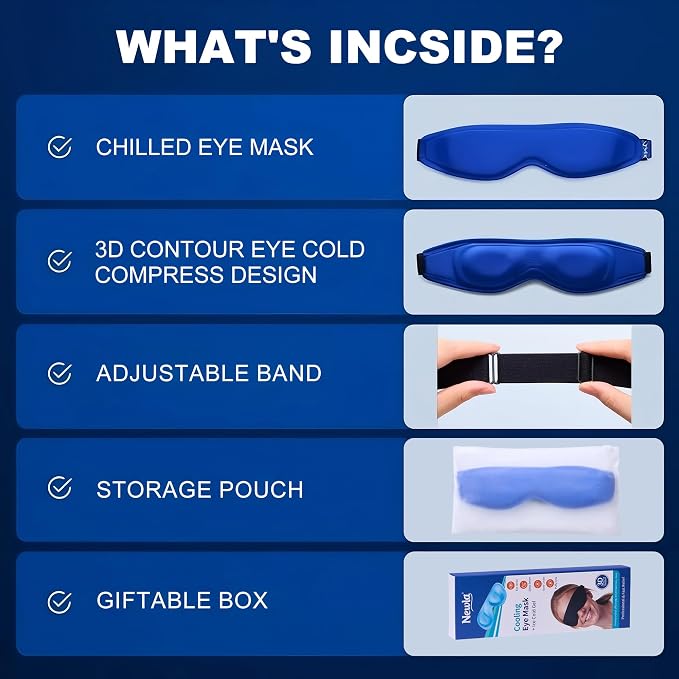 Contoured Ice Eye Mask for Puffy Eyes: Gel Cold Compress for Dark Circles - Image 5