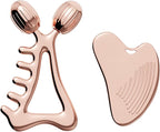 Gua Sha Facial Tools & Face Roller Set, Stainless Steel Facial Massager Tools by Yeamon