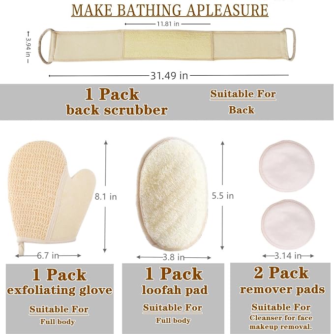 Exfoliating Natural Loofah Sponge Back Scrubber - Image 6