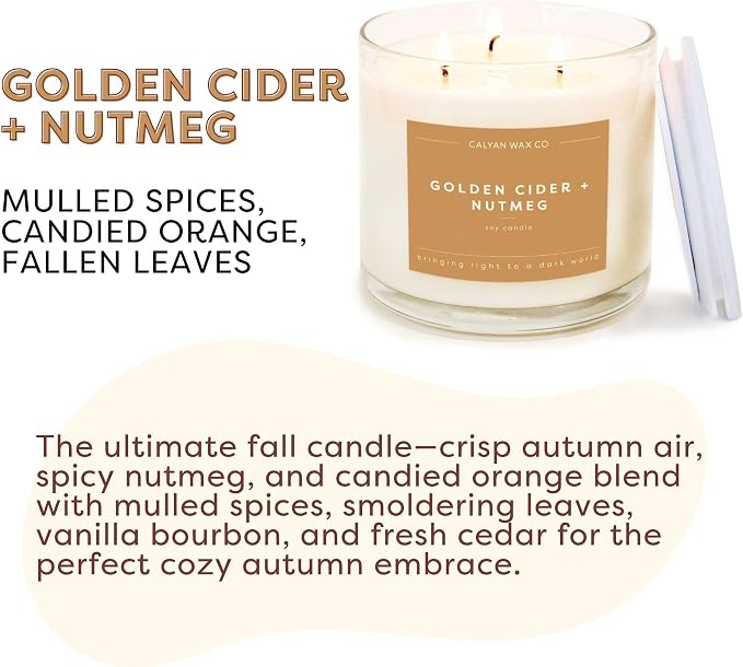Calyan Wax Co. Golden Cider & Nutmeg 3 Wick Scented Candle - Image 6