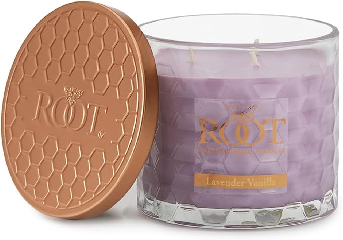 Root Candles Scented Candles Honeycomb Glass Premium Handcrafted Beeswax Blend by RootCandles