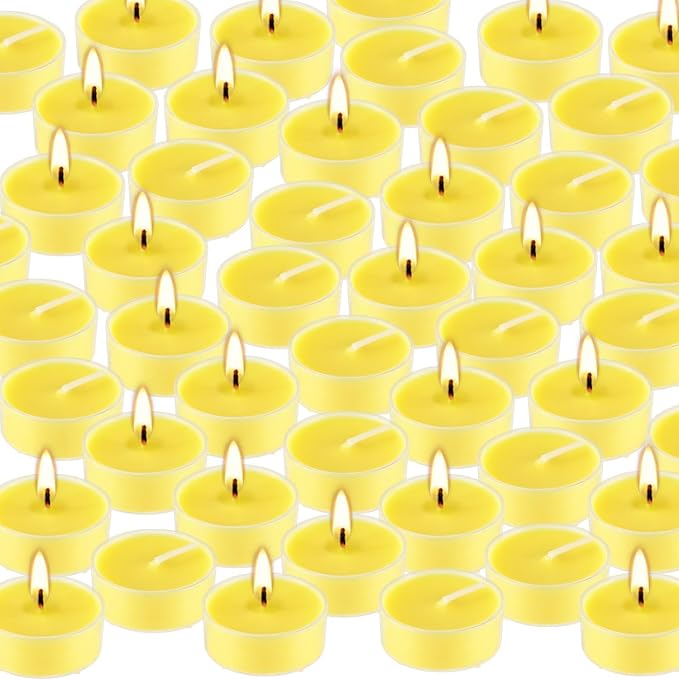 3.5-Hour 100Pack Yellow Tealight Candles, Outdoor and Indoor Summer Scented - Image 3