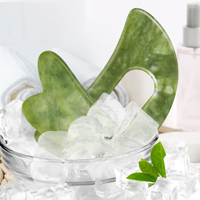 2 PCS Jade Stone Gua Sha Massage Tool Set Body GuaSha Tool - Image 6