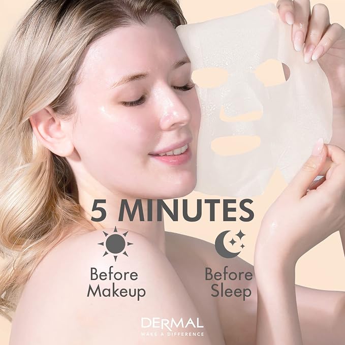 DERMAL Korean Collagen Face Mask 32 Combo Pack A+B Set – Hydrating & Soothing - Image 7