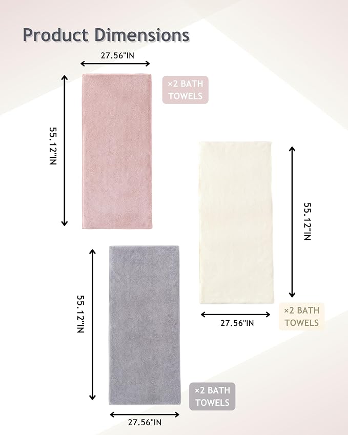 sakano 6-Piece Colorful Microfiber Bath Towel Set - Image 2