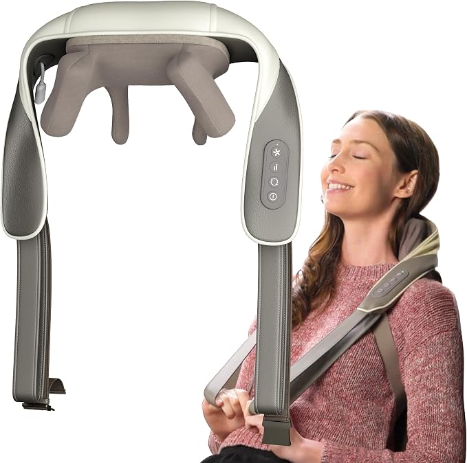adomii Electric Neck and Back Massager, Heat Function Deep Tissue Cordless Neck by adomii