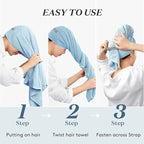 Microfiber Hair Towel Wrap Turban 2 Pack Large | Super Absorbent Quick Dry & - Image 3