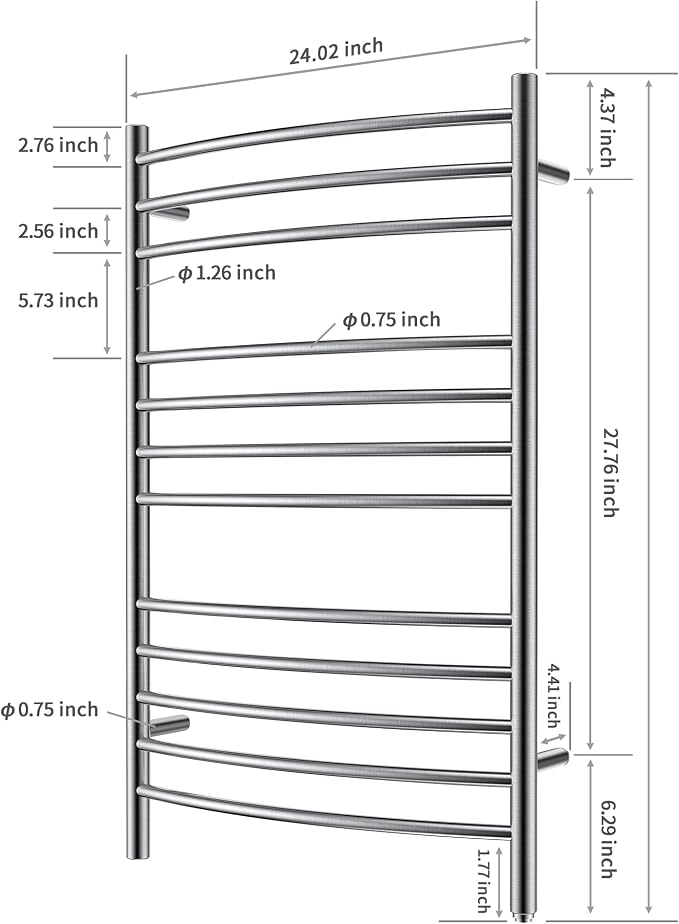 HEATGENE Towel Warmer Wall Mount Electric Plug-in/Hardwired Heated Towel Rack - Image 4