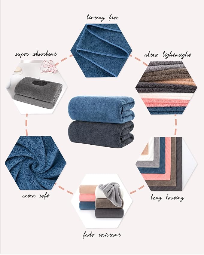 Lumimi 2 Pack Premium Microfiber Bath Towels - Image 4
