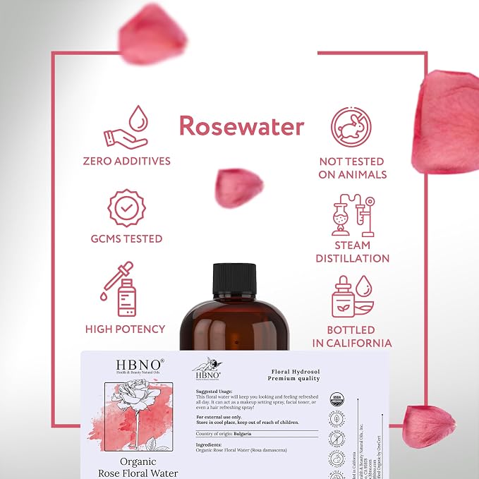 HBNO California Bottled Organic Rose Water - Image 4