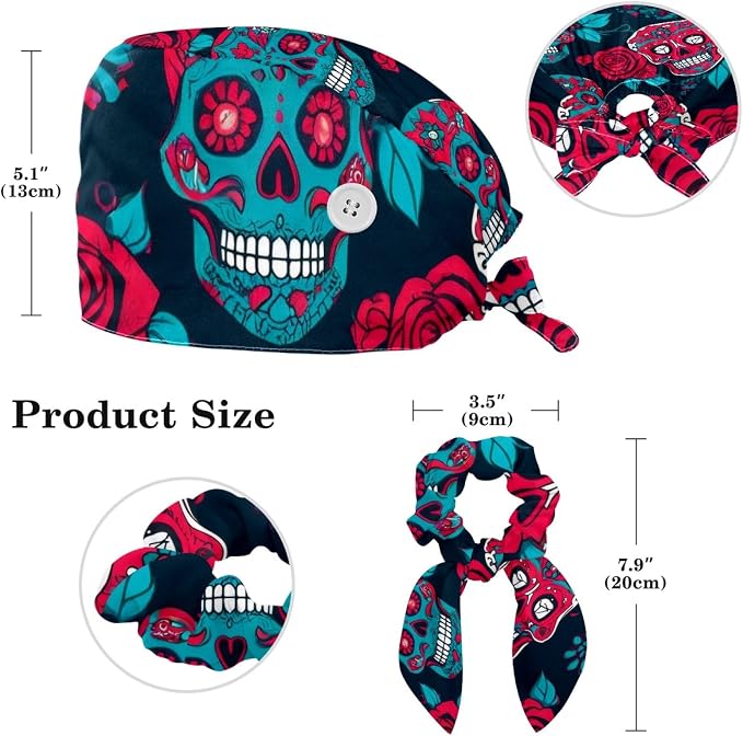 Scrub Cap with Hair Scrunchy, Ponytail Holder Surgical Cap - Image 2