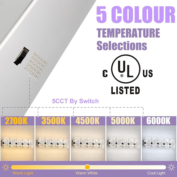 Modern LED Bathroom Light Fixtures Dimmable 5-Light Chrome Vanity Light - Image 3