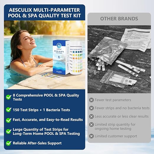 8-in-1 Pool Test Strips, 151 Strips Spa and Hot Tub Water Testing Kit, Pool - Image 4