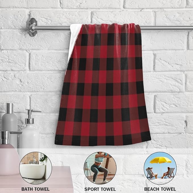 Black and Red Buffalo Plaid Hand Towels - Image 5