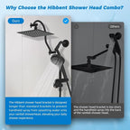 Hibbent cUPC Certified All Metal 8" Rainfall Showerhead Combo, High Pressure - Image 8