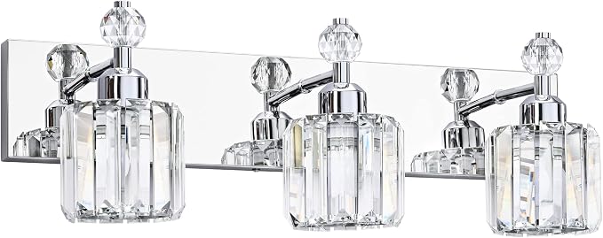 PRESDE 3-Light Crystal Bathroom Vanity Light, Chrom ModernBathroom Lights by HOME
